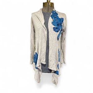 INC International Concepts Gray and Blue Floral Cardigan